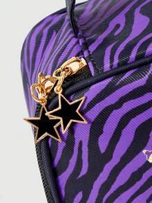 ROMWE Goth Bolsa de cosméticos portátil de gran capacidad con diseño de letras y dibujos animados - Multicolor - Ver 4