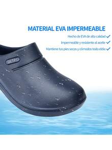 Zapatos Para Trabajo Chef Cocina Médico Antideslizante Zueco - Azul Marino - Ver 4