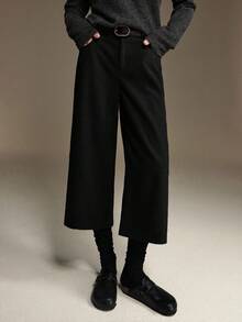 Ontre 女士羊毛直筒口袋七分裤，办公通勤商务休闲装，优雅女士款，春夏款，适合情人节派对和聚会