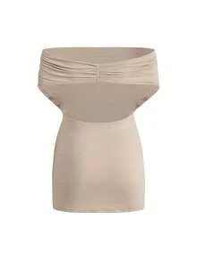 Modmama Blusa de maternidade lisa, elegante e ajustada com franzidos. - Damasco - Ver 7