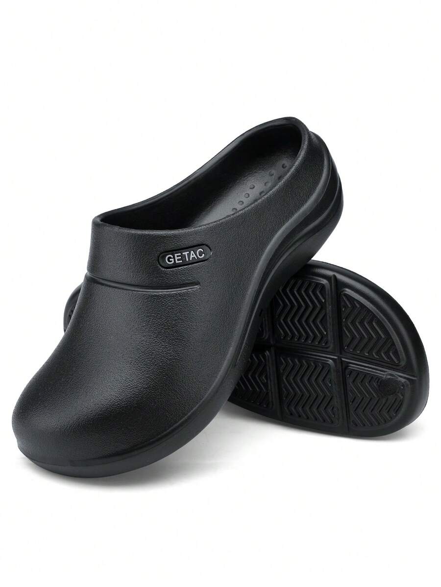 Zapatos Para Trabajo Chef Cocina Médico Antideslizante Zueco - Negro - Ver 1