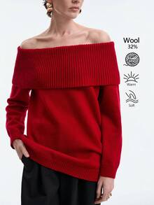SHEIN Stylify Blusa Anneusta para mujer, adecuada para vacaciones, Día de la Independencia, Día del Trabajo, Día de Colón, Acción de Gracias, Día de San Valentín, ropa de calle, estilo vintage, escandinavo, grunge, coreano, elegante, versátil, estudiante, maestro, estilo gótico, ropa de oficina, casual de negocios, suéter hombros descubiertos, color borgoña - Burdeos - Ver 2