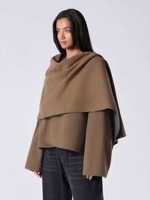 LYSMO 2025 New Arrive Minimalism Women's Winter Camel Color Casual Women Scarf Design Long Sleeve Woolen Coat, Autumn/Winter,Women's Winter Clothes - Camel - View 4