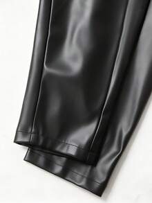 GlowEve CURVE 大码女式优质皮革纽扣装饰西装外套 - 黑色 - 查看 6