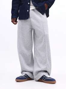 SUMWON Comfortable Straight Fit Sweatpants With Pintucks Casual Everyday Loungewear Drawstring Waist Cozy Winter Fall Plain - Grey - View 5