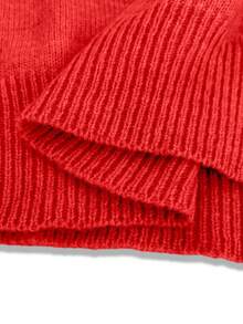 EMERY ROSE Casual Solid Color Off-Shoulder Stand Collar Sweater, Autumn/Winter - Red - View 8