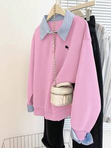 Resyla Autumn/Winter New Casual College Style Women Sweatshirt - Pink - View 3