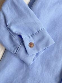 Joliand Joliand 2 pezzi Set di camicia a maniche lunghe con colletto azzurro chiaro e decorazione di cucciolo, e pantaloni blu navy, stile elegante scolastico casual urbano per ragazzi, adatto per uscite, raduni, ritorno a scuola, autunno/inverno - Multicolore - Visualizzare 3