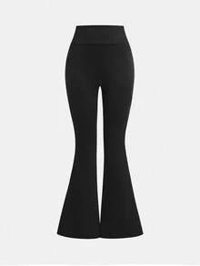 SHEIN Girlism Quần yoga cạp cao ôm sát co giãn thoải mái cho bé gái tuổi teen, có túi, ống loe đa năng cho mặc hàng ngày, phong cách ấm áp mùa thu đông, phù hợp cho mặc thường ngày, phong cách đường phố, quần mặc nhà. Ống loe phù hợp cho năm mới, hàng ngày, lễ hội, mùa thu đông, mang lại sự thoải mái dễ chịu, có thể mặc nhiều lớp vào mùa thu đông, rất thời trang. - màu đen - Xem 4