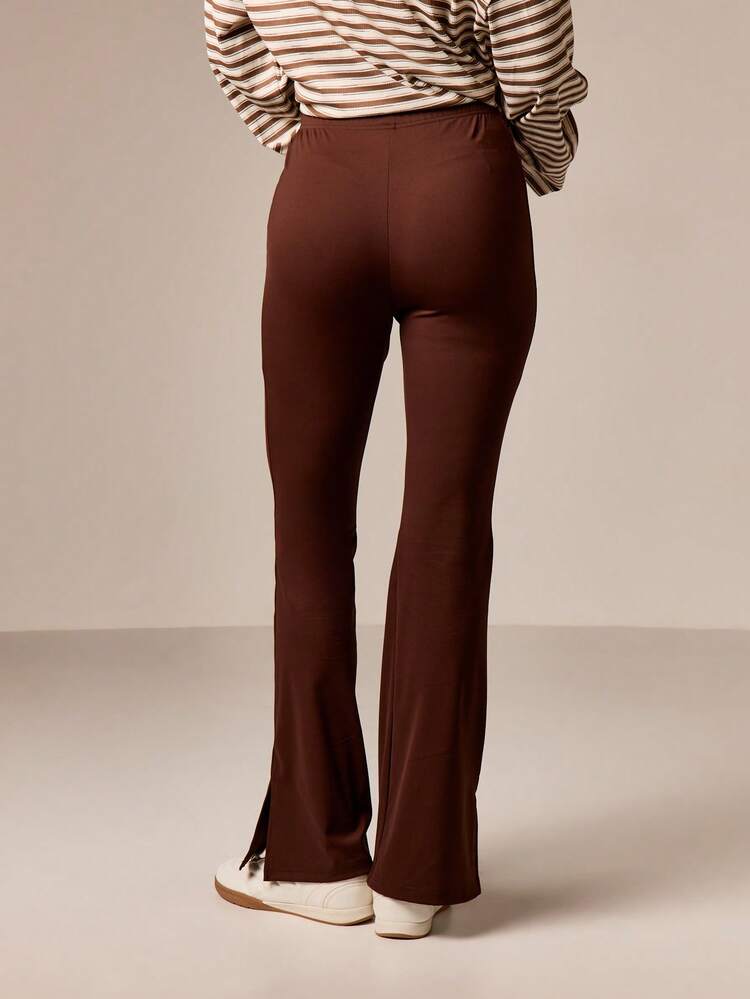 High Waisted Flared Split Side Leggings