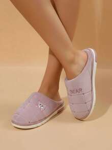 Mujer Pantuflas de Felpa Suave Diseño Dibujos Punta Cerrada Sin Cordones Casual Invierno Hogar Zapatos - Morado - Ver 2