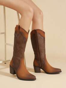 Women Mid-Calf Boots - 棕色 - 查看 3