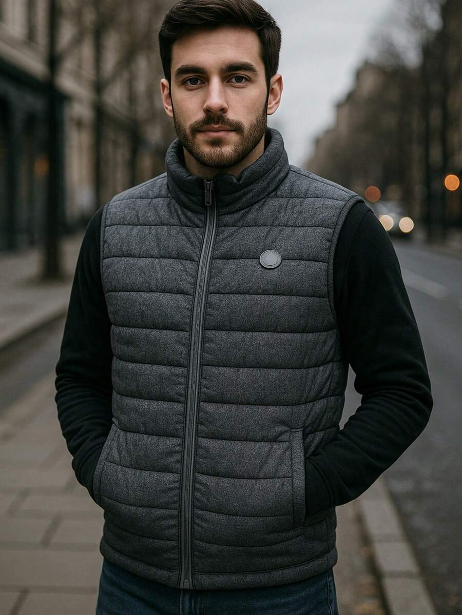 Men Vests - Dark Grey - View 1