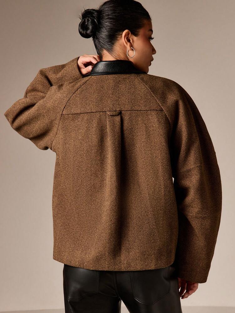 Twill Bomber Jacket With Contrast Collar