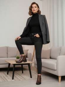 Botín bajo con hebilla, disponible en brown, black y camel - Marrón - Ver 5