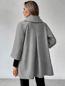 SHEIN LUNE Áo khoác dài tay tối giản màu trơn dành cho nữ, mặc hàng ngày - Màu Xám nhạt - Xem 2