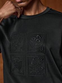AKNOTIC Bộ 2 áo thun tay ngắn thêu màu trơn thường ngày cho nam, mùa hè - màu đen - Xem 8