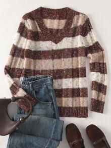 Chiquease Women's Striped V-Neck Long Sleeve Casual Elegant Sweater - Multicolor - View 6