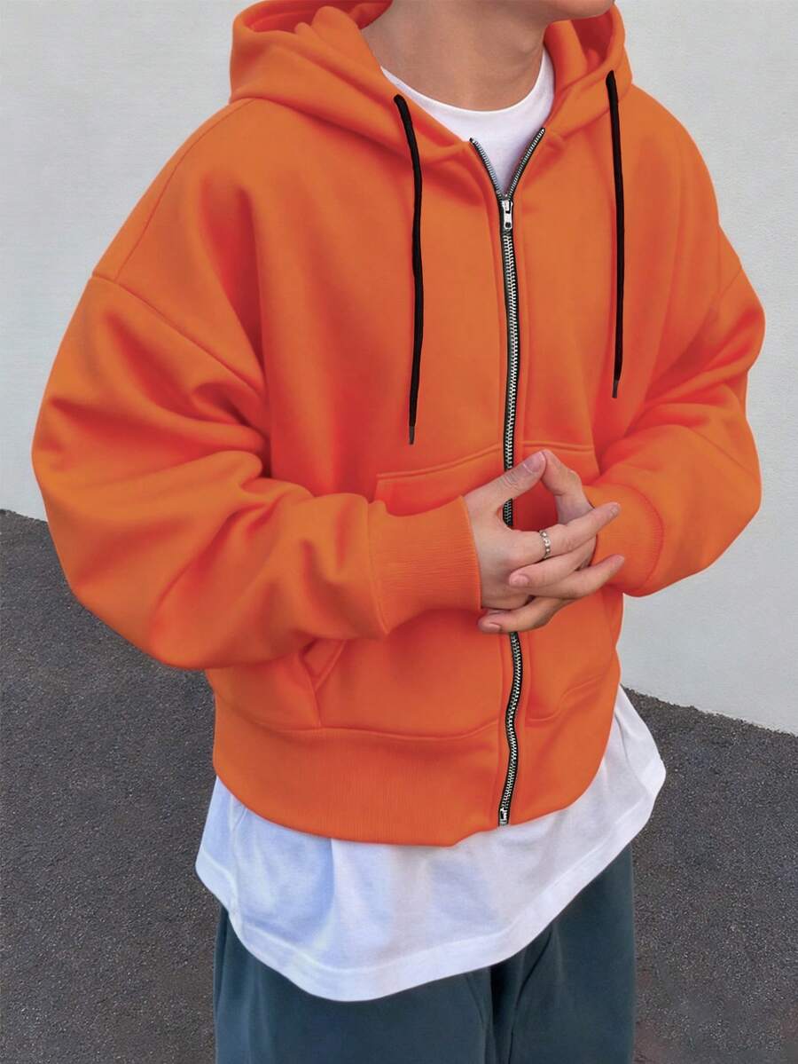 Claim Dot Áo khoác cardigan ngắn có mũ trùm đầu thường ngày cho nam - trái cam - Xem 1