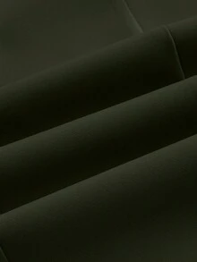 SHEIN PETITE CURVE 大码女士纯色拉链前开襟喇叭裤优雅办公裤 - 墨綠色 - 查看 5