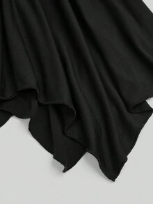 SHEIN CURVE+ 大码不对称下摆半身裙，深色系 - 黑色 - 查看 4