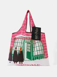 HARRY POTTER X SHEIN 女士时尚卡通图案防水大容量手提包 - 粉色 - 查看 2