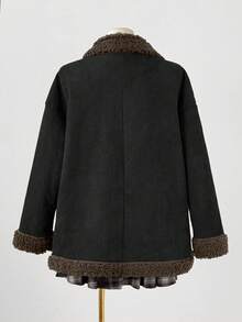 Lyrianda New Elegant Deer Velvet Thermal Lined Reversible Long Sleeve Short Jacket For Women, Thickened Double-Sided Wear Coat - Multicolor - View 2