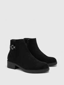 CUCCOO BIZCHIC Women's Fashionable Versatile Commuting Chunky Heel Ankle Boots For Christmas - Black - View 7