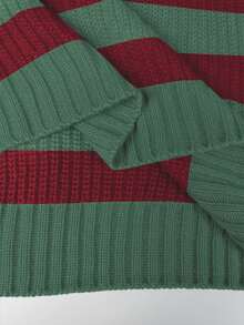 EMERY ROSE Casual Contrast Stripe Dropped Shoulder Sweater, Autumn Fall Sweater Knit Sweater Women Sweater Striped Sweater Striped Long Sleeve - Multicolor - View 6
