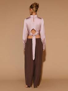 COSMINA Damen elegante Bluse mit Rüschen, Cut-Out, vielseitig für Büro und Alltag Outfit, Herbst/Winter - Altrosa - Übersicht 7
