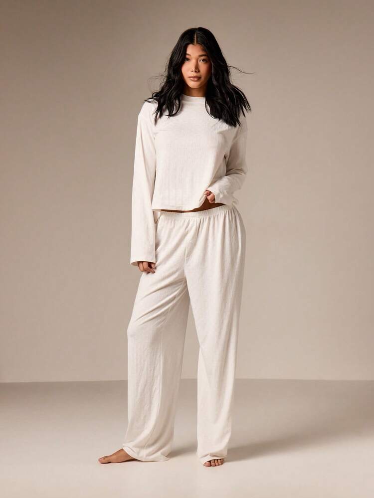 Pointelle Heart Long Sleeve Pajama Set