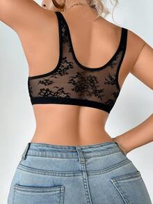DesireSculpt 1 Áo ngực không dây ren cài trước cho nữ - màu đen - Xem 2