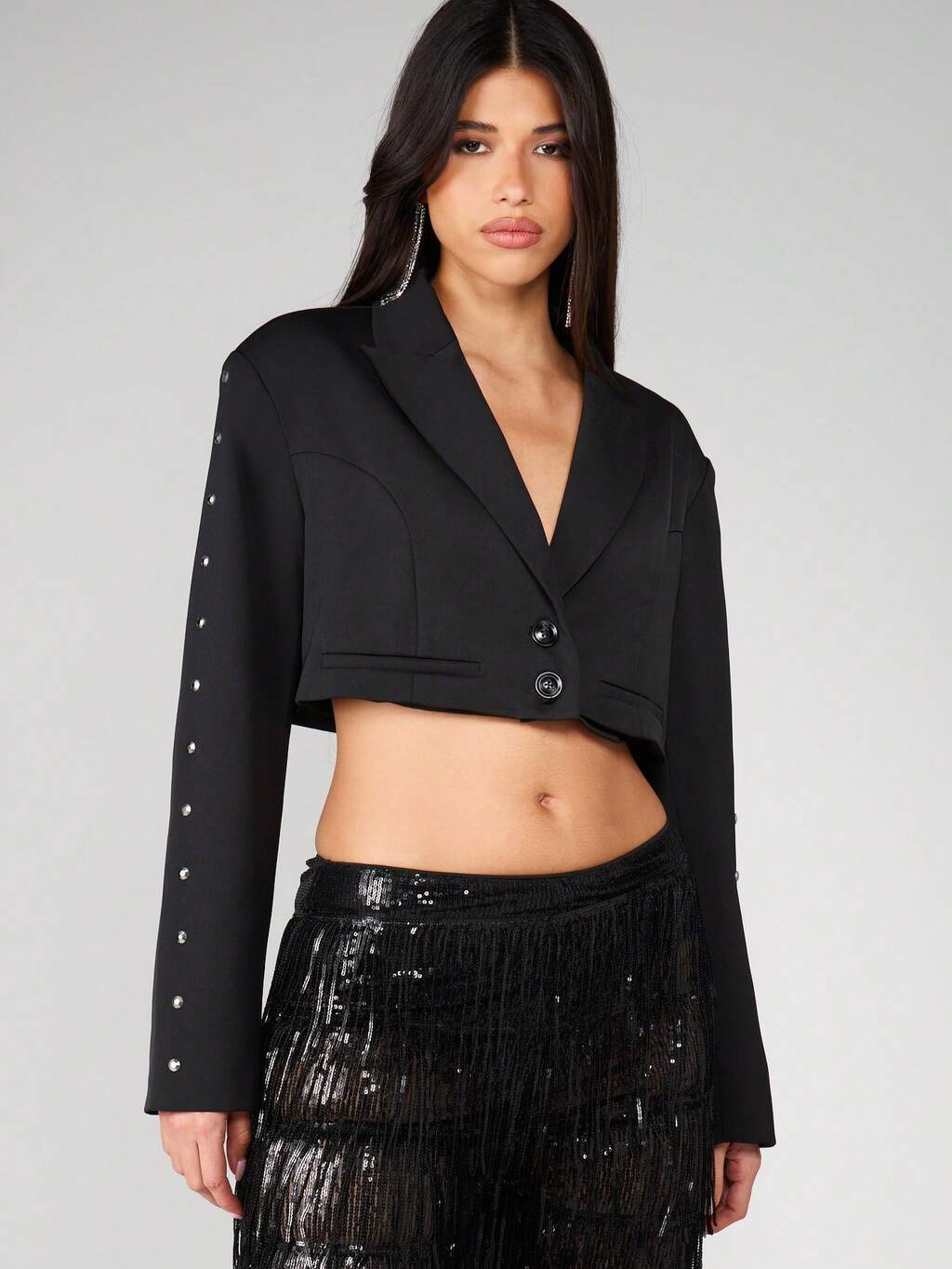 MISSGUIDED Kurzer Blazer mit Strassbesetzten Ärmeln