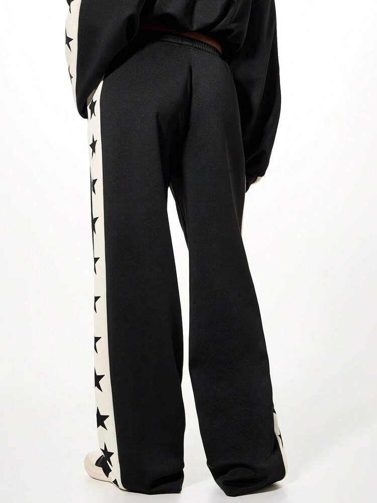 SUMWON Oversized Kontraststar Panel Trainingshose Loungewear Jogginghose mit Seitenstreifen-Detail für den Lässig-Bereich