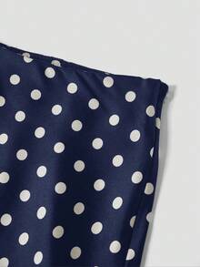 Firerie Plus Size Polka Dot Casual Versatile Women Skirt - Blue - View 3