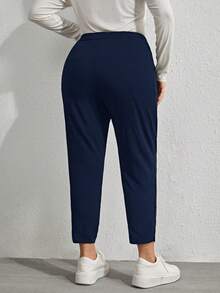 EMERY ROSE Plus Size Women High Waist Pockets Skinny Casual Pants - Navy Blue - View 2
