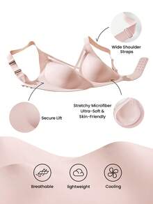 LUVLETTE Plus Dream Curve 2ndSkin 无钢圈粉色无缝网眼休闲文胸 聚拢塑形粘胶基础款 尺码自由文胸 无痕内衣 舒适必备 - 粉色 - 查看 6