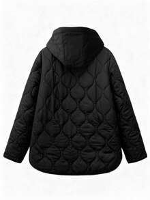 Linhara Abrigo con capucha acolchado de talla grande para mujer - Negro - Ver 2