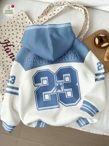 Attitoon 女士休闲街头风宽松卫衣，撞色设计，适合秋冬季穿着 - 彩色 - 查看 2