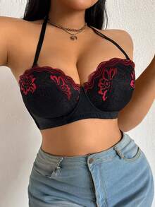 1件加大码蕾丝可转换式带钢圈衬垫文胸 - 彩色 - 查看 10