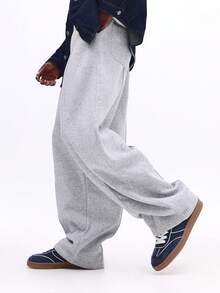 SUMWON Comfortable Straight Fit Sweatpants With Pintucks Casual Everyday Loungewear Drawstring Waist Cozy Winter Fall Plain - Grey - View 4