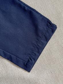 Joliand Joliand 2 pezzi Set di camicia a maniche lunghe con colletto azzurro chiaro e decorazione di cucciolo, e pantaloni blu navy, stile elegante scolastico casual urbano per ragazzi, adatto per uscite, raduni, ritorno a scuola, autunno/inverno - Multicolore - Visualizzare 7