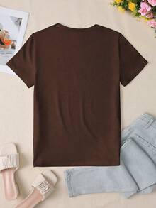 INAWLY God Is Good Printed Casual Christian Faith Comfortable Color Shirt, Faith T-Shirt, Church Group Shirt, Women Round Neck Printed T-Shirt - Coffee Brown - View 2