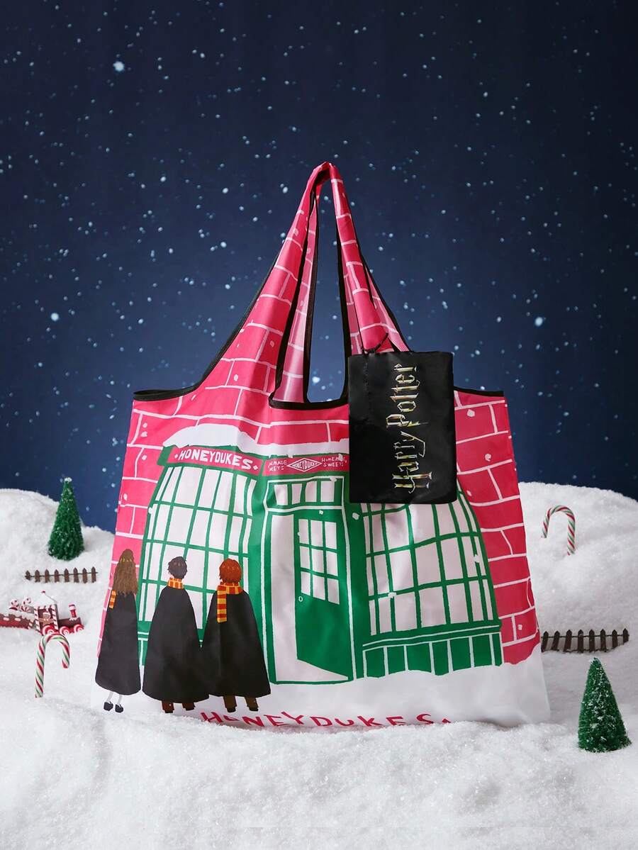 HARRY POTTER X SHEIN 女士时尚卡通图案防水大容量手提包 - 粉色 - 查看 1