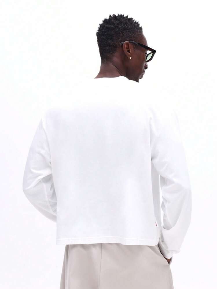 SUMWON Studios Archive Club Boxy Passform Langarm Crew Neck T-Shirt mit kontrastierendem rosa Grafik, Lässig