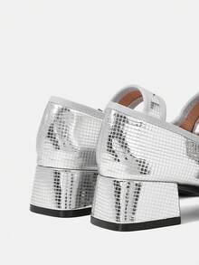 Women'S Fashionable Silver High Heel Shoes - Silver - View 5