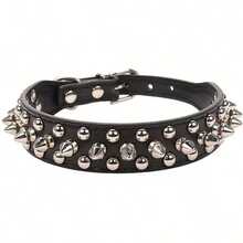 PETSIN Collar de perro con picos, collar de perro de cuero sintético remachado, collar de perro ajustable, adecuado para paseos al aire libre - Multicolor - Ver 22