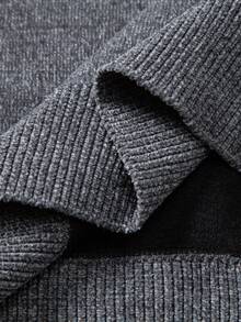 Manfinity Mode 男士长袖圣诞元素半拉链毛衣，秋冬四分之一拉链套头毛衣，冬季圣诞图案男士毛衣套头衫，羊绒圣诞图案毛衣，保暖内衬 - 深灰色 - 查看 6