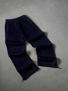 Manfinity Hypemode Young Men's Casual Street Style Embroidered Badge Sweatpants - Navy Blue - View 4