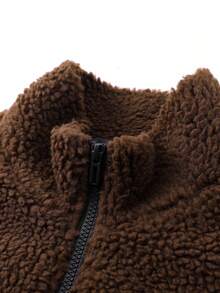 Manfinity EMRG 男士绒面革休闲开襟夹克 - 棕色 - 查看 3